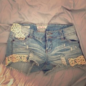 Cropped jean shorts